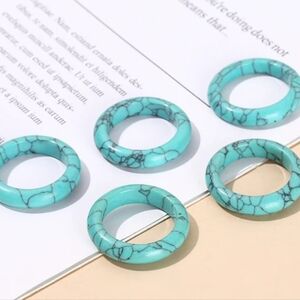 Size 9 Blue Dyed Howlite Cottagecore Crystal Finger Ring Gemstone (Qty. 1)